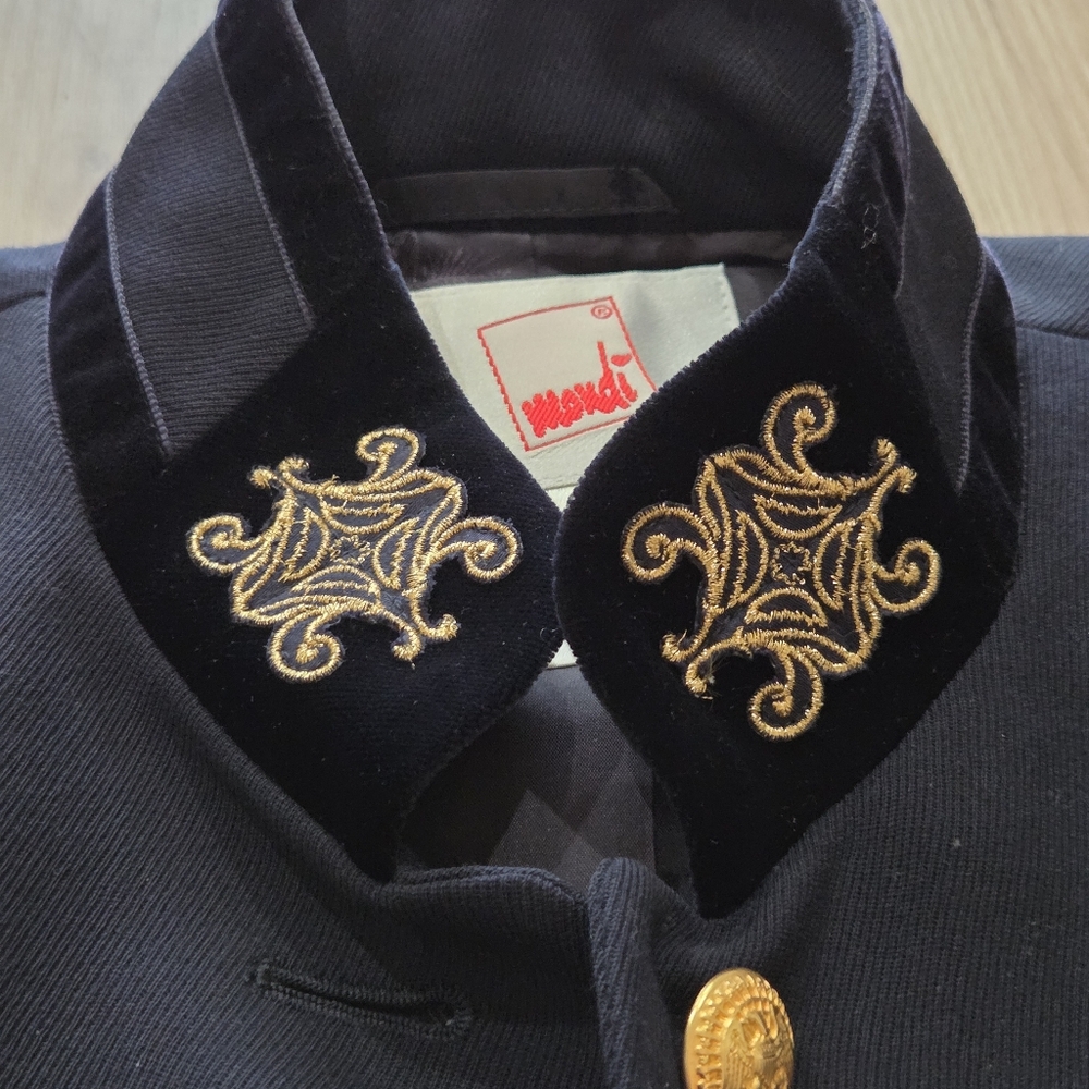 Vtg Mondi Military Inspired Blazer Tailored Jacket 38 Germany Eagle Velvet Punk - Picture 3 of 8